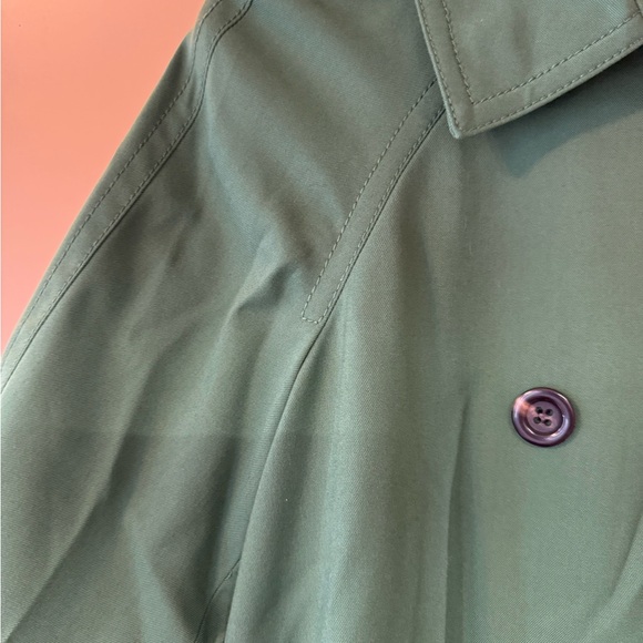 Ann Taylor Classic Green Pleated Back Trench Coat - Picture 4 of 11